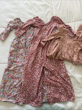 Girls' Pink Floral & Leopard Print Dress Set